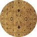 Round Oriental Brown Industrial Rug, urb663brn