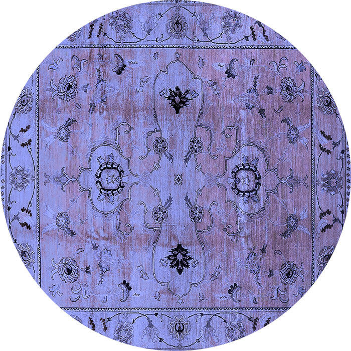 Round Oriental Blue Industrial Rug, urb663blu