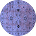 Round Oriental Blue Industrial Rug, urb663blu