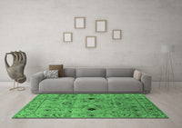 Machine Washable Oriental Emerald Green Industrial Rug, wshurb663emgrn