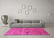 Machine Washable Oriental Pink Industrial Rug in a Living Room, wshurb663pnk