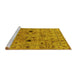 Sideview of Machine Washable Oriental Yellow Industrial Rug, wshurb663yw