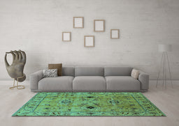 Machine Washable Oriental Turquoise Industrial Area Rugs in a Living Room,, wshurb663turq