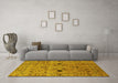 Machine Washable Oriental Yellow Industrial Rug in a Living Room, wshurb663yw