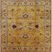 Square Mid-Century Modern Gold Oriental Rug, urb663