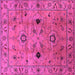 Square Machine Washable Oriental Pink Industrial Rug, wshurb663pnk