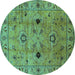 Round Oriental Turquoise Industrial Rug, urb663turq