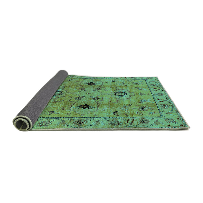 Sideview of Oriental Turquoise Industrial Rug, urb663turq