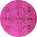 Round Oriental Pink Industrial Rug, urb664pnk