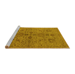 Sideview of Machine Washable Oriental Yellow Industrial Rug, wshurb664yw