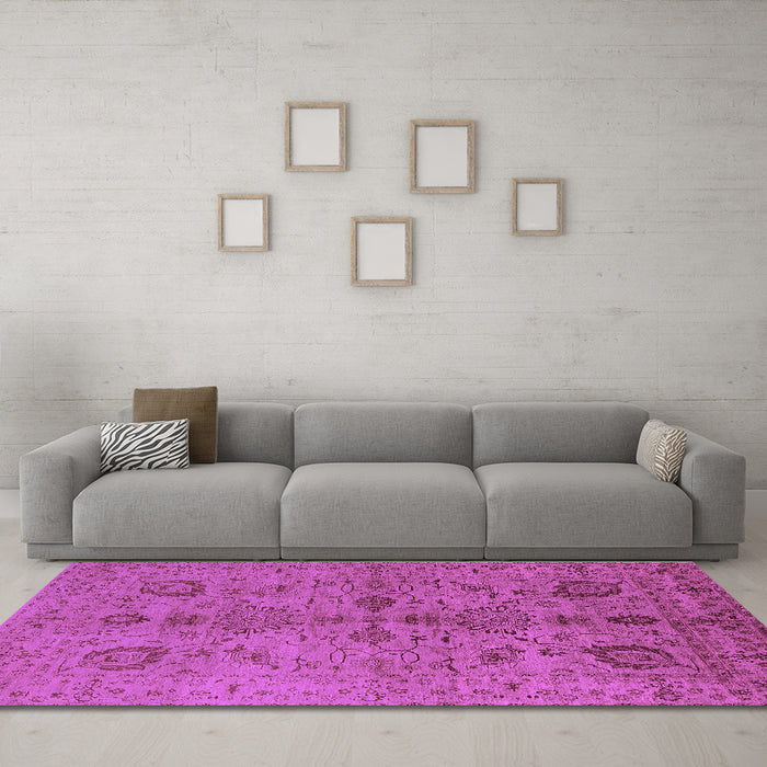 Machine Washable Oriental Purple Industrial Area Rugs in a Living Room, wshurb664pur