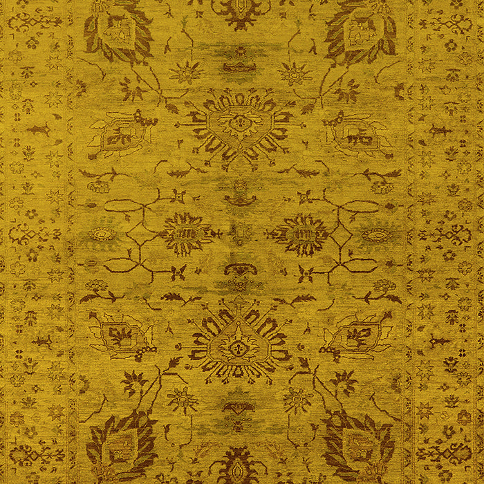 Machine Washable Oriental Yellow Industrial Rug, wshurb664yw
