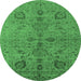 Round Oriental Emerald Green Industrial Rug, urb664emgrn