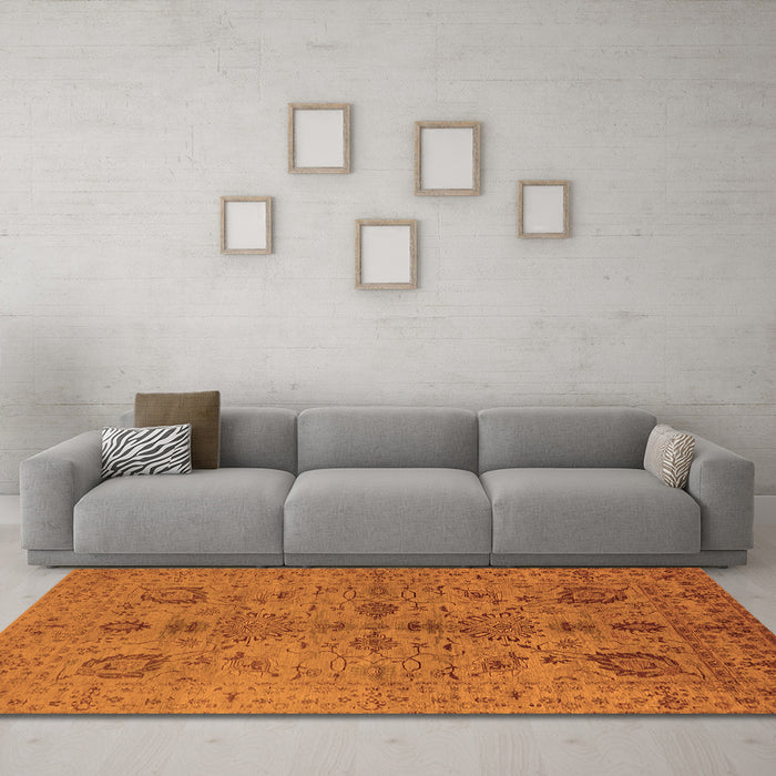 Machine Washable Oriental Orange Industrial Area Rugs in a Living Room, wshurb664org