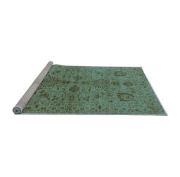 Sideview of Machine Washable Oriental Light Blue Industrial Rug, wshurb664lblu