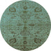 Round Oriental Light Blue Industrial Rug, urb664lblu