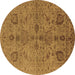 Round Oriental Brown Industrial Rug, urb664brn