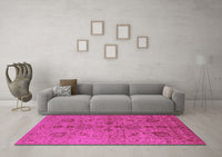 Machine Washable Oriental Pink Industrial Rug, wshurb664pnk