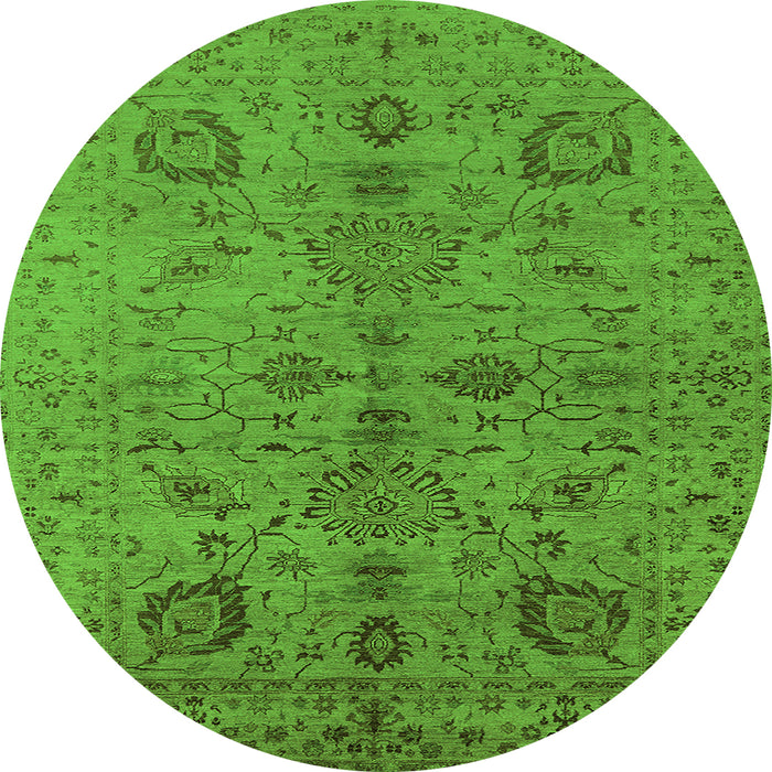 Round Oriental Green Industrial Rug, urb664grn