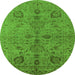 Round Oriental Green Industrial Rug, urb664grn