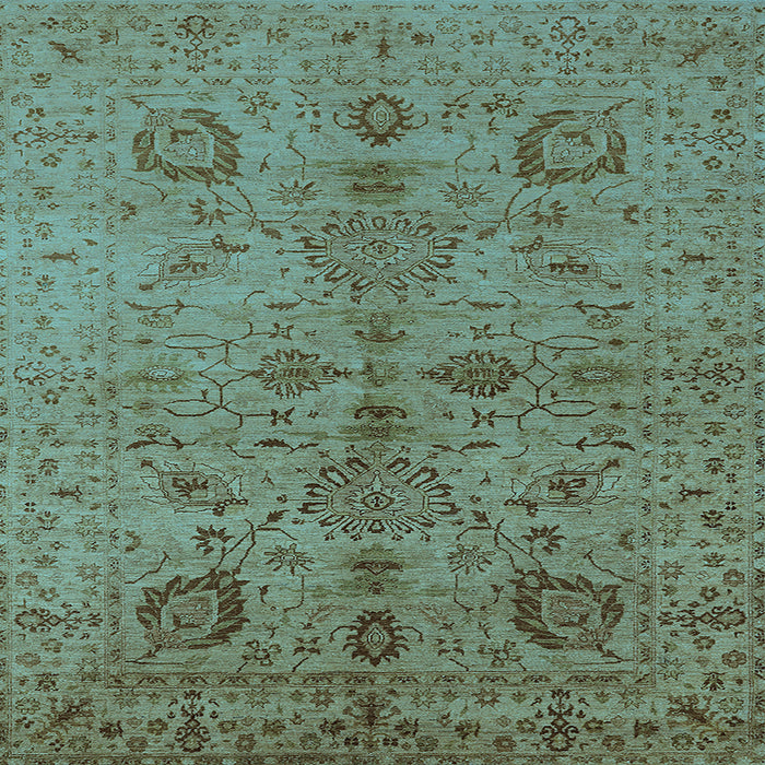 Square Machine Washable Oriental Light Blue Industrial Rug, wshurb664lblu