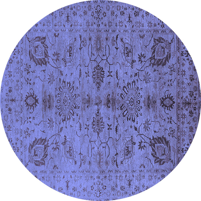 Round Oriental Blue Industrial Rug, urb664blu