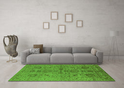 Machine Washable Oriental Green Industrial Area Rugs in a Living Room,, wshurb664grn
