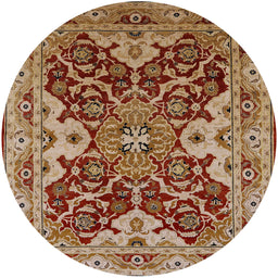 Round Mid-Century Modern Brown Sand Brown Oriental Rug, urb665
