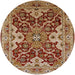 Round Mid-Century Modern Brown Sand Brown Oriental Rug, urb665