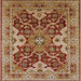 Square Mid-Century Modern Brown Sand Brown Oriental Rug, urb665