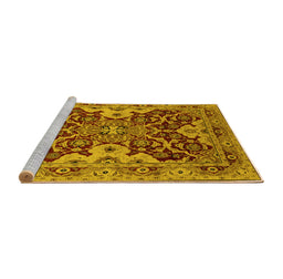 Sideview of Machine Washable Oriental Yellow Industrial Rug, wshurb665yw