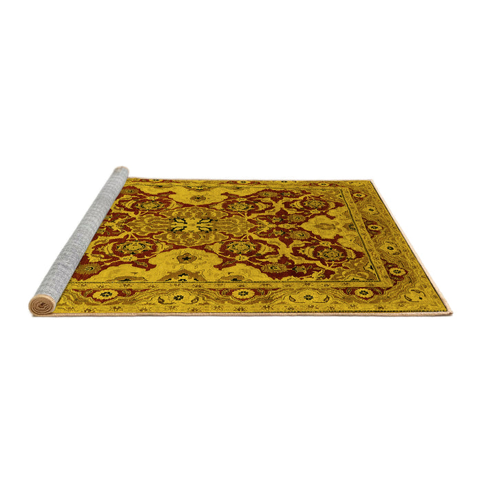 Sideview of Machine Washable Oriental Yellow Industrial Rug, wshurb665yw