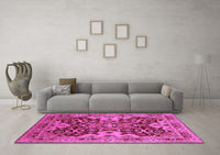 Machine Washable Oriental Pink Industrial Rug, wshurb665pnk