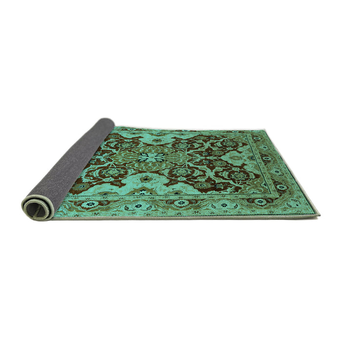 Sideview of Oriental Turquoise Industrial Rug, urb665turq