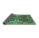 Sideview of Oriental Turquoise Industrial Rug, urb665turq