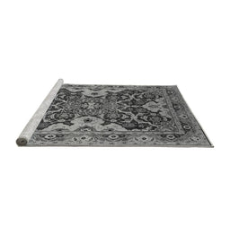 Sideview of Machine Washable Oriental Gray Industrial Rug, wshurb665gry