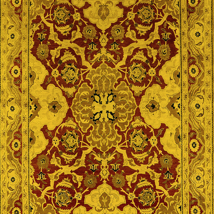 Machine Washable Oriental Yellow Industrial Rug, wshurb665yw
