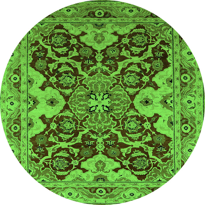 Round Oriental Green Industrial Rug, urb665grn
