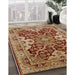 Mid-Century Modern Brown Sand Brown Oriental Rug in Family Room, urb665