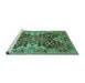 Sideview of Machine Washable Oriental Turquoise Industrial Area Rugs, wshurb665turq