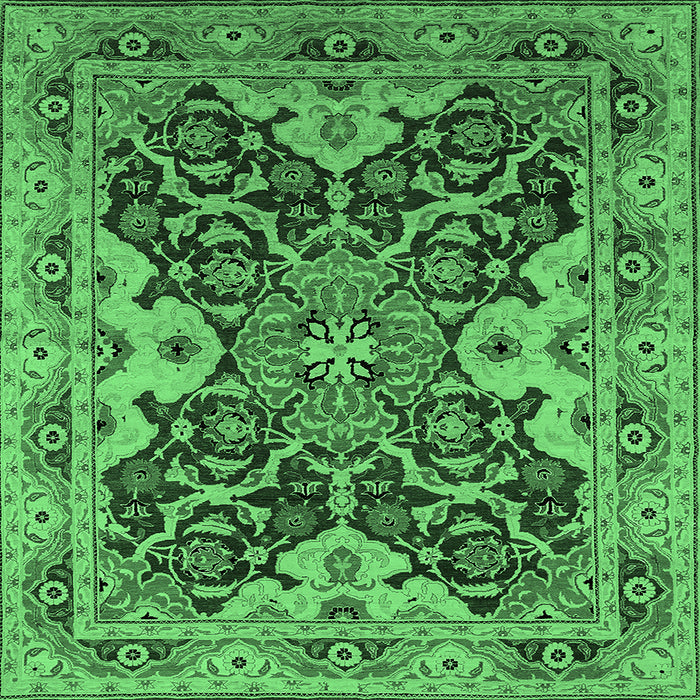 Square Oriental Emerald Green Industrial Rug, urb665emgrn