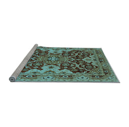 Sideview of Machine Washable Oriental Light Blue Industrial Rug, wshurb665lblu