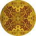 Round Oriental Yellow Industrial Rug, urb665yw