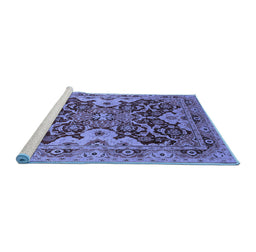 Sideview of Machine Washable Oriental Blue Industrial Rug, wshurb665blu