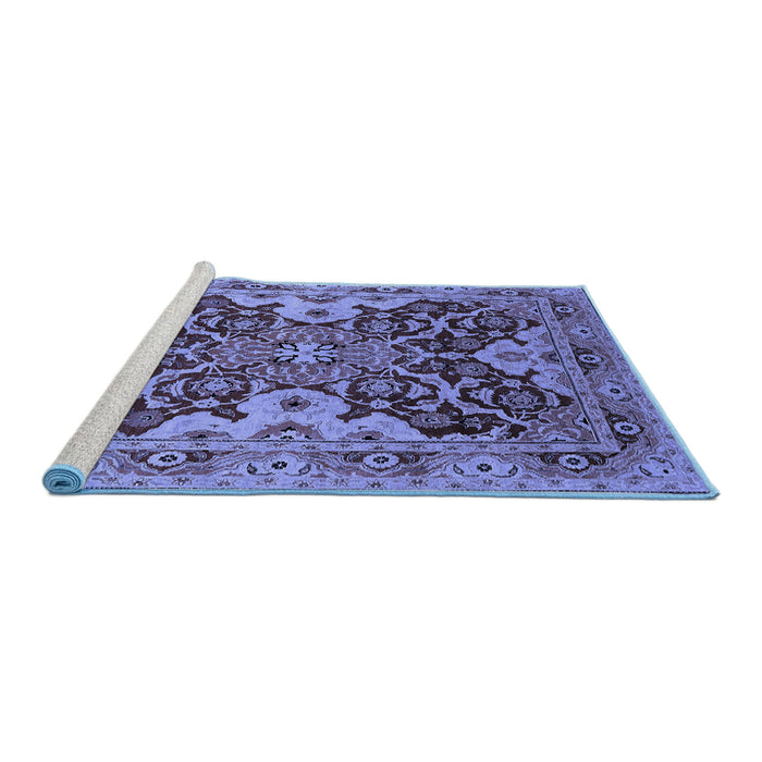 Sideview of Machine Washable Oriental Blue Industrial Rug, wshurb665blu
