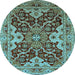 Round Oriental Light Blue Industrial Rug, urb665lblu