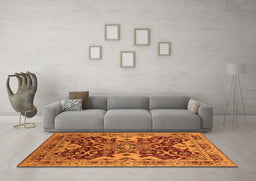 Machine Washable Oriental Orange Industrial Area Rugs in a Living Room, wshurb665org