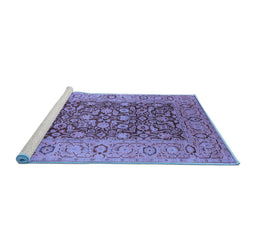 Sideview of Machine Washable Oriental Blue Industrial Rug, wshurb666blu