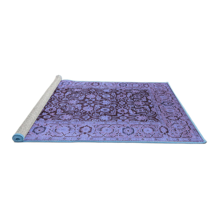 Sideview of Machine Washable Oriental Blue Industrial Rug, wshurb666blu
