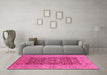 Machine Washable Oriental Pink Industrial Rug in a Living Room, wshurb666pnk